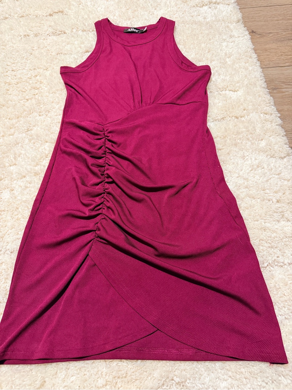 Fuchsia Ruched Tank Dress